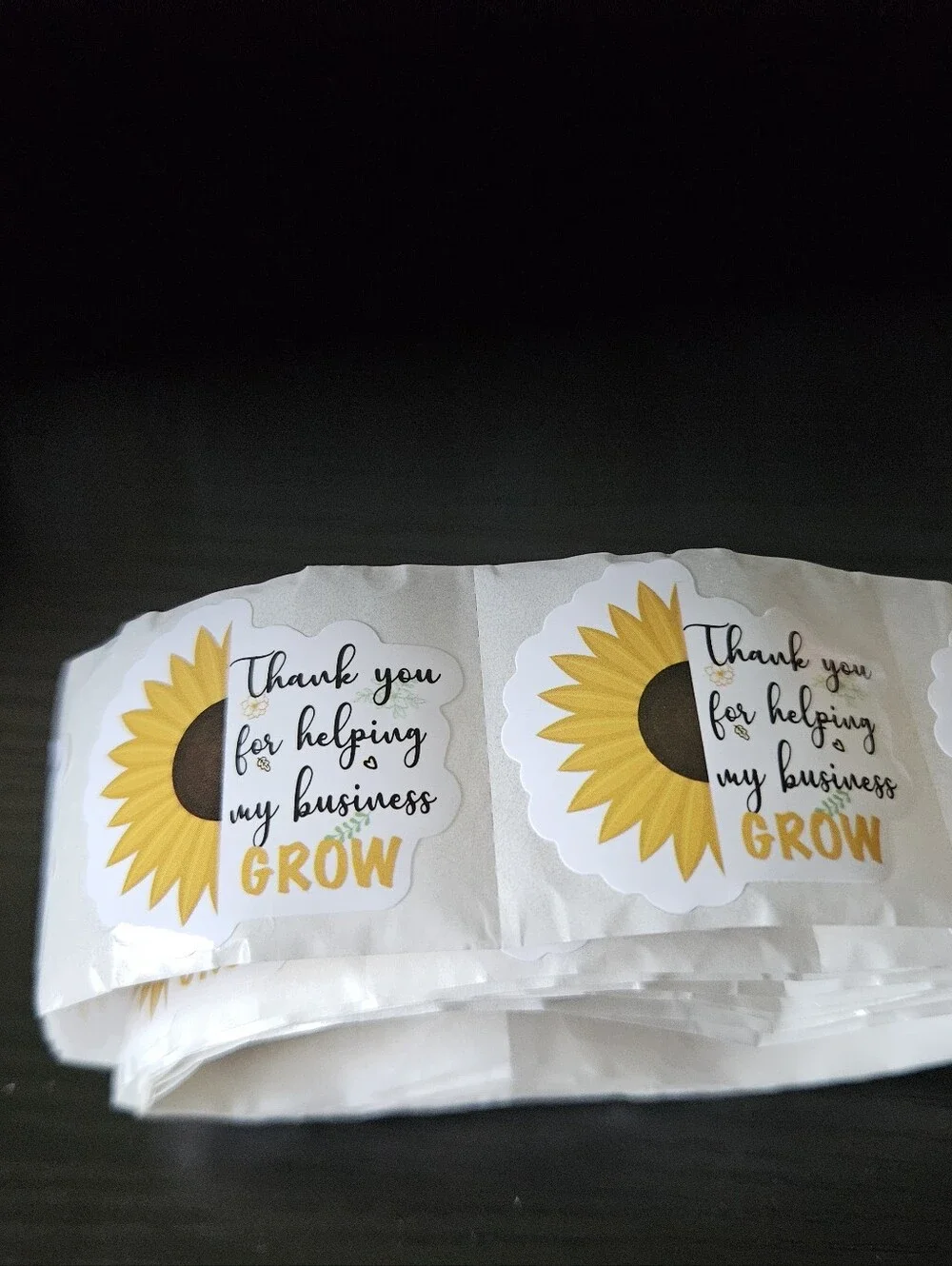 Sunflower 'Thank You for Helping My Business Grow' Stickers